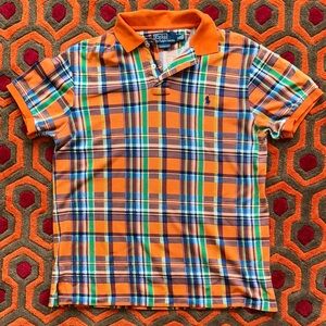 MAKE OFFER! Ralph Lauren Orange Plaid Polo Men's Med.